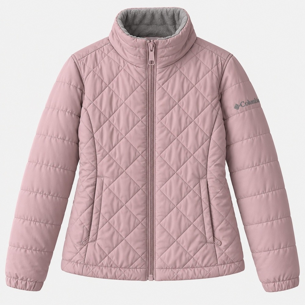 Columbia Jacket Copper Crest Quilted Fleece-Lined XS Pink Puffer